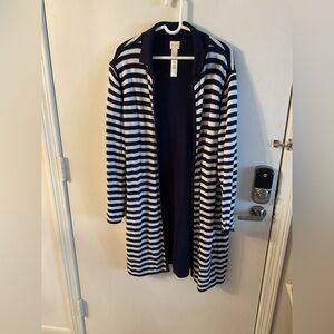 Navy and White Striped Cardigan by Chico’s.